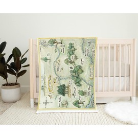 The BookTales 100 Acre Wood Map Baby Blanket, Hundred Acre Wood Nursery, Winnie The Pooh Baby Blanket Minky, Winnie The Pooh Baby Shower 100 Aker Wood (Minky, Light Yellow), 40 inch