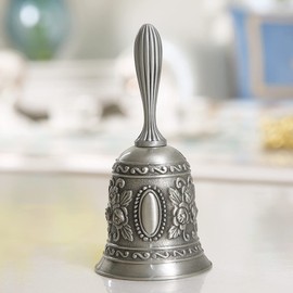 Fayemint Hand Bell, Hand Table Bell, Classic Zinc Alloy Bell, Table Bell for Dinner at Reception, Hotel Service, Wedding Events (Silver)