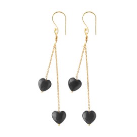 GEMSPLACE Natural Black Onyx Earrings, Dainty Heart Drop Earring, Birthstone Crystal, Gift for Women, Chakra Energy Healing Crystals Stone Weight Approx 5 To 10 Carat Stone Size Approx 10 mm