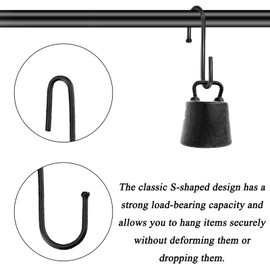 DGUSO Hooks for Hanging, Pack of 10 S Hooks, Small Heavy Duty Hooks, S Hooks, Black S Hooks, Stainless Steel Hooks, Wardrobe Hooks for Clothes Rail, S Hooks for Kitchen, Bathroom, Bedroom, Office