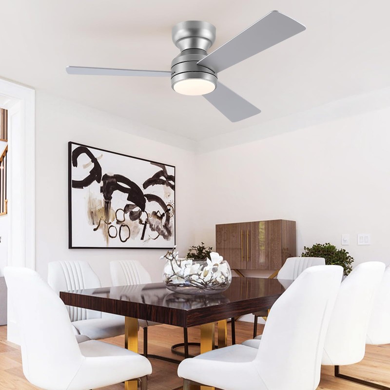 Asyko Ceiling Fans with Lights,46" Low Profile Ceiling Fan with