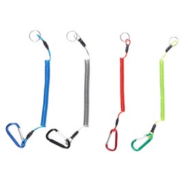 Outdoors Carabiner with Spiral Cable, Pack of 4 Outdoor Spiral Cable, Spiral Key Chain, Safety Strap, Lanyard, Safety Rope with Carabiner for Household, Boat, Fishing, Outdoor
