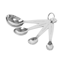 apollo The HOUSEWARES Brand Measuring Spoon Set of 4 Oval, Stainless Steel, Stackable, Perfect for Baking, for Wet and Dry Ingredients