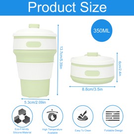 HIKENRI 2 Pack Collapsible Cup,Travel Mugs for Hot Drinks,Reusable Travel Cup,Collapsible Coffee Cup with Lid,Collapsible Cups for Travel,Foldable Cup for Picnic,Hiking,Camping,Office(1Grey+1Blue)