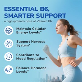 Vitalibre Vitamin B6 100mg Tablets, High Potency, Supports Energy Metabolism & Nervous System Health, Vegan, 120 Ct