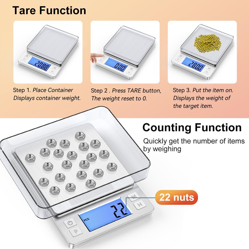 BOMATA 0.01g Small Digital Gram Scale, USB Rechargeable, Upgraded 1kg
