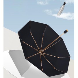 ThreeH UV Umbrella Sun Protection UPF 50+ Compact Travel Umbrella Double Layer Sun Protection with 8 Ribs, black