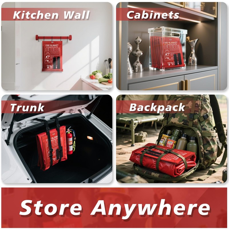 Smilco Fire Blanket 4 Pack - 40" x 40" Fiberglass