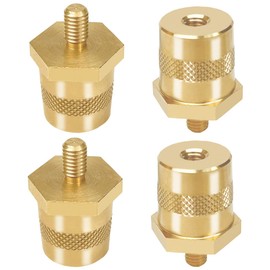 4pcs Battery Terminal Connector, Auto battery Terminal Brass Post Adapter, Top Post thread Terminal Charging Post Extender Adaptor Taper Conversion Screw Nut