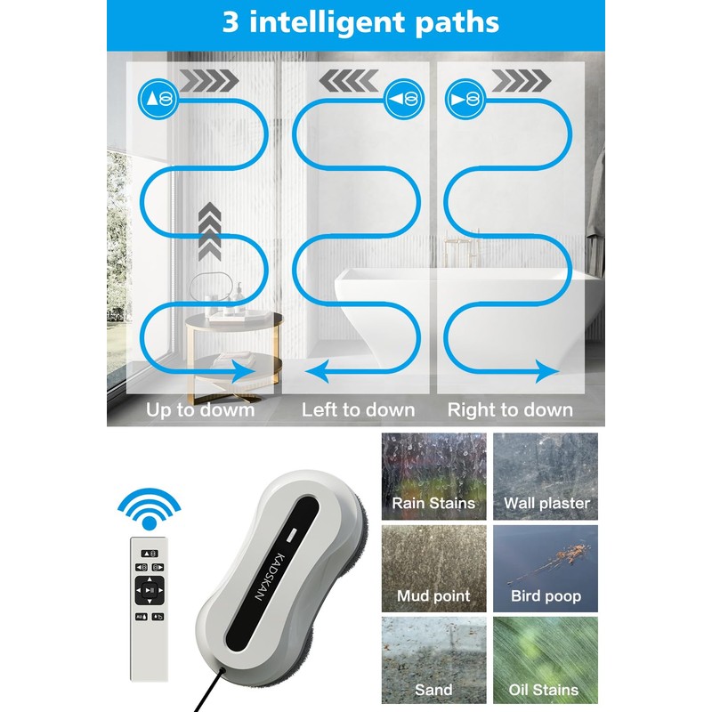 KADSKAN Window Cleaning Robot, Automatic Window Cleaner with Water Spray
