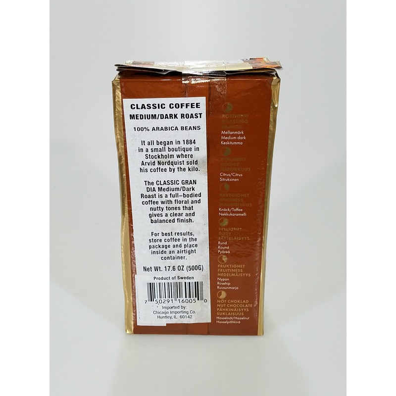 Arvid Norquist Classic Ground Coffee 2 - 17.6oz Bags(500grams) (2