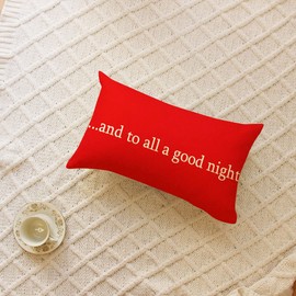 Ogiselestyle Merry Christmas and to All a Good Night Lumbar Throw Pillow Cover, 12 x 20 Inch Xmas Winter Christmas Holiday Cushion Case Decoration for Sofa Couch