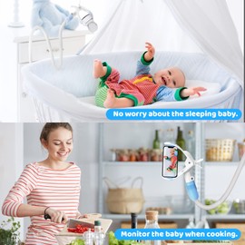 EXTFANS Baby Monitor Holder, Baby Monitor Stand with 3 Straps, No Drilling, Flexible Adjustable Camera Mount, Universal Monitor Shelf, Compatible with Most Baby Cot Monitors Camera (Blue)
