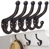 rumdraw 5-Pack Rustic Wall Hooks Heavy Duty。 Antique Bronze Cast
