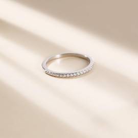 EAMTI 1.5mm Wedding Bands 925 Sterling Silver Half Eternity Stackable Engagement Rings for Women Size 9