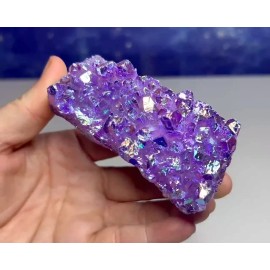 Raw Purple Angel Aura Cluster Titanium Geode Quartz Healing Crystal Specimens