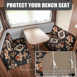 SUITOSELFY RV Dinette Cushion Covers Black Indian Tribal Pattern RV Seat Covers Camper Cushion Covers Dinette Booth Set Washable RV Couch Cover 2 Cushion Sofa RV Beach Seat Covers for Dinette