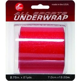Cramer Tape Underwrap, Sports PreWrap for Athletic Ankle, Wrist, and Injury Taping Jobs, Hair Tie, Headband, Patella Support, Pre-Wrap Athletic Tape Supplies, 2.75" X 21 Yard Roll of Pre Wrap , Red