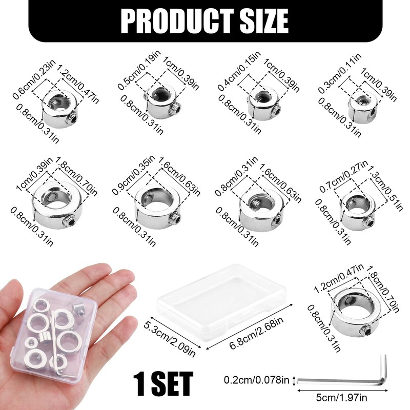 9 Pieces Depth Stop Rings Set, Drill Depth Stop, Precise