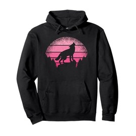 Wolf Wildlife Animal Wilderness Cute Retro Wolf Girls Women Pullover Hoodie