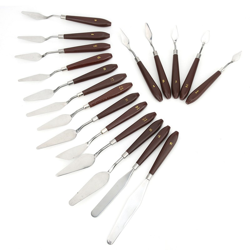 18Pcs Paint Scraper Knife Exquisite Plastic Handle Oil Painting Tool