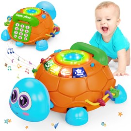 Hanayo Baby Toys 6 to 12 Months Musical Turtle Crawling Baby Boy Toys for 12-18 Months，Infant Early Learning Educational Toy,Baby Gift Essentials for Newborn 7 8 9 11+ Months 1-2 Year Old(Blue)