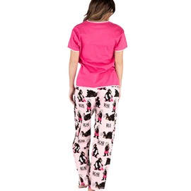 Lazy One Women's Pajama Set, Short Sleeves with Cute Prints, Relaxed Fit, Pink (Bear in The Morning, X-Large)