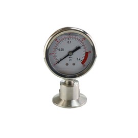 Stainless Steel 2.5" Dial Sanitary Pressure Gauge, Glycerin Filled. 0-30 PSI Range, 1.5" Tri Clamp Bottom Mount