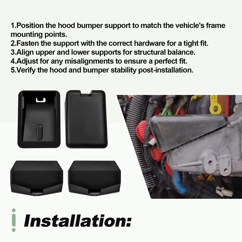 2Pcs Upper and 2Pcs Lower Hood Bumper Suppor Set Compatible