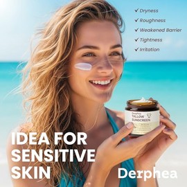DERPHEA Beef Tallow Sunscreen (3 pack): SPF 50 Daily Sun Care for Extremely Sensitive, Acne-Prone & Kid-Safe Skin – Non-Toxic Sunblock with 22% Non-Nano Zinc Oxide, Clean Formula for Face & Body