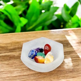 Selenite Bowl Hexagon Shape Metaphysical Spiritual Energy Meditation Healing Stone Chakra Dish Crystal Charging Plate Storage Decoration Bowl