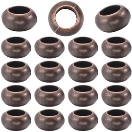SOFPLATE 1 Box 100Pcs European Metal Spacer Beads Alloy Large Hole Rondelle Bead Bulk Tibetan Style Red Copper Round Big Hole Bead Spacers for Bracelets Necklace Jewelry Making DIY Crafts 9.5x5.5mm