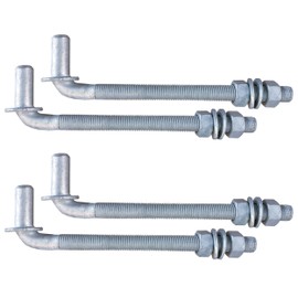 J-Bolt Gate Hinge, Hot-dip Galvanized J Bolt with 5/8" Gate Hinge. Farm Gate Hinges for Chain Link Fence Mostly Used in Frams, Back Yard, Frence Etc. Include Nut Washer (9"(4PCS))