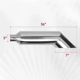 FGJQEFG 5 Inch Inlet 7 Inch Outlet Polished Stainless Steel Miter Angle Cut Diesel Smoker Exhaust Stack Tip Diesel Exhaust Tip(Stack Smokers 5" ID Inlet 36" Long)
