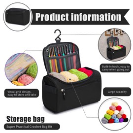 97 Piece Crochet with Yarn Set, Crochet Set Includes 15 Colors Crochet Yarn Balls, Crochet Kit, Accessories Kit, Crochet Bag and More, Crochet Kit for Beginners and Experienced Crochet Enthusiasts