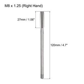QUARKZMAN Metric Tap M8 x 1.25 H2 120 mm Extra Long Straight Flute Tap Cutting Machine Tap Thread Cutting Tool