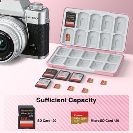 HEIYING Memory Card Case for SD/TF Cards,Portable SD Card Holder Storage Case Compatible with 20 SDXC SDHC and 20 TF Cards Slots