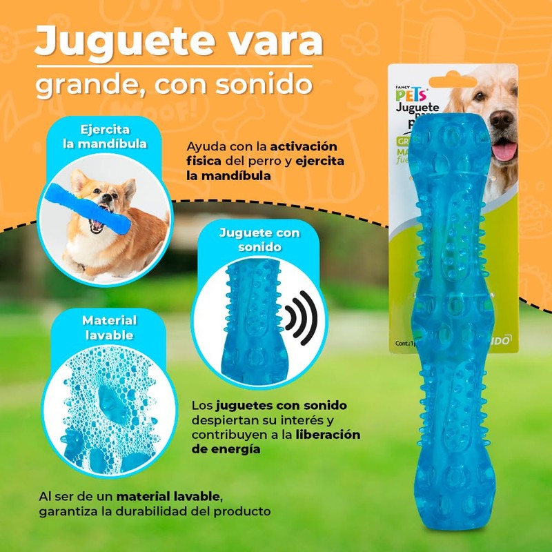 Fancy Pets Juguete Vara Flexible con Sonido para Perro Tamaño