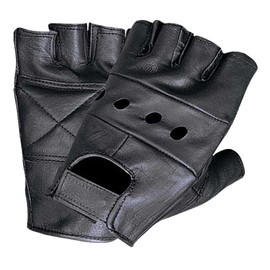UNIK Men's Cowhide Leather Fingerless Gloves, Gel Palm & Elastic Strap (XL)
