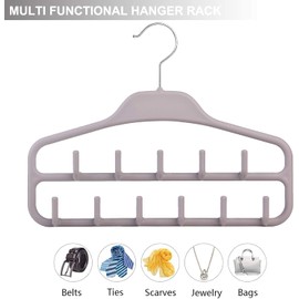 HYMIKO 2 Pack Tie Hanger Belt Tie Jewellery Rack Accessory ,360 Degree Rotating Tie Hanger Space Saving Organizer with 11 Sturdy Hooks,Non Slip Hanging Closet Holder for Belt,Bow Tie,Scarf and Hat