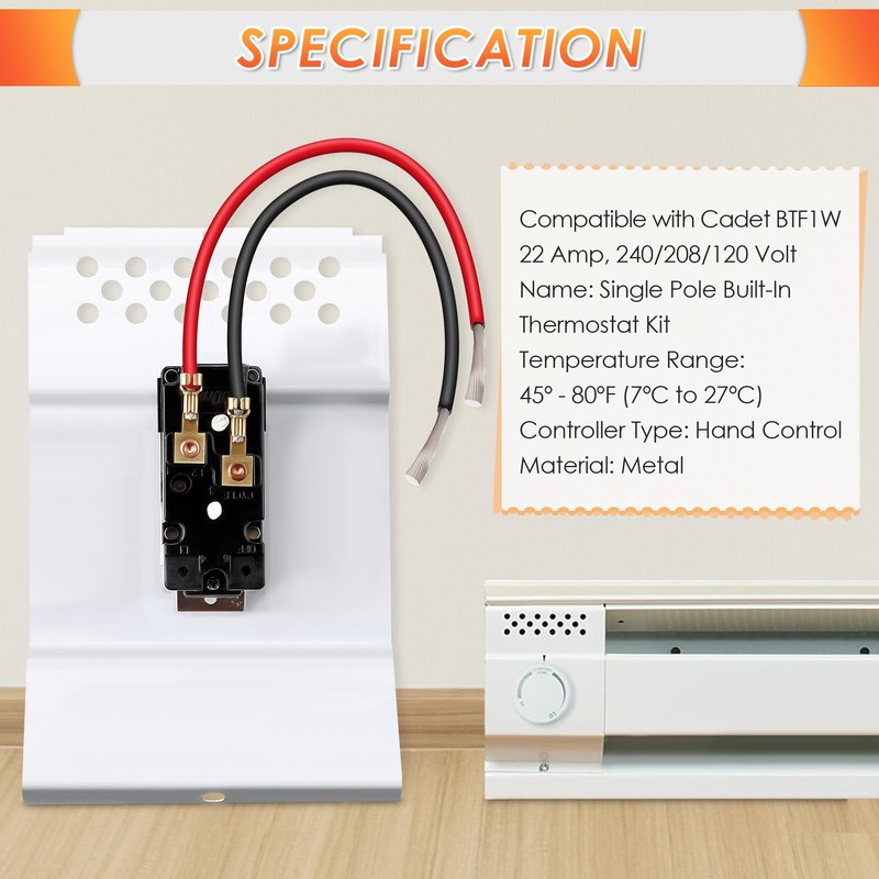 Feekoon Single Pole Built in Thermostat Compatible with Cadet BTF1W,