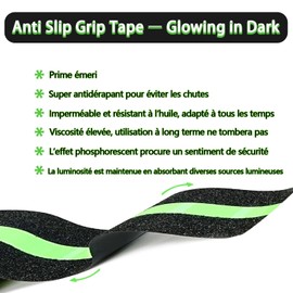 CHUANGSEED Glow in the Dark Glow in the Dark Anti-slip Tape for Stairs 5cm x 5m Safety Tape Non Slip Phosphorescent for Indoor and Outdoor Stairs and Steps