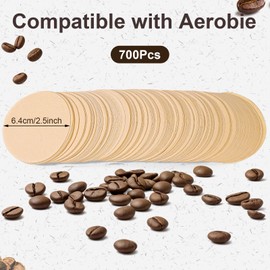 700 Pcs Unbleached Natural Paper, 6.4cm Coffee Filters Round Replacement Compatible with Aerobie Aeropress Coffee and Espresso Makers
