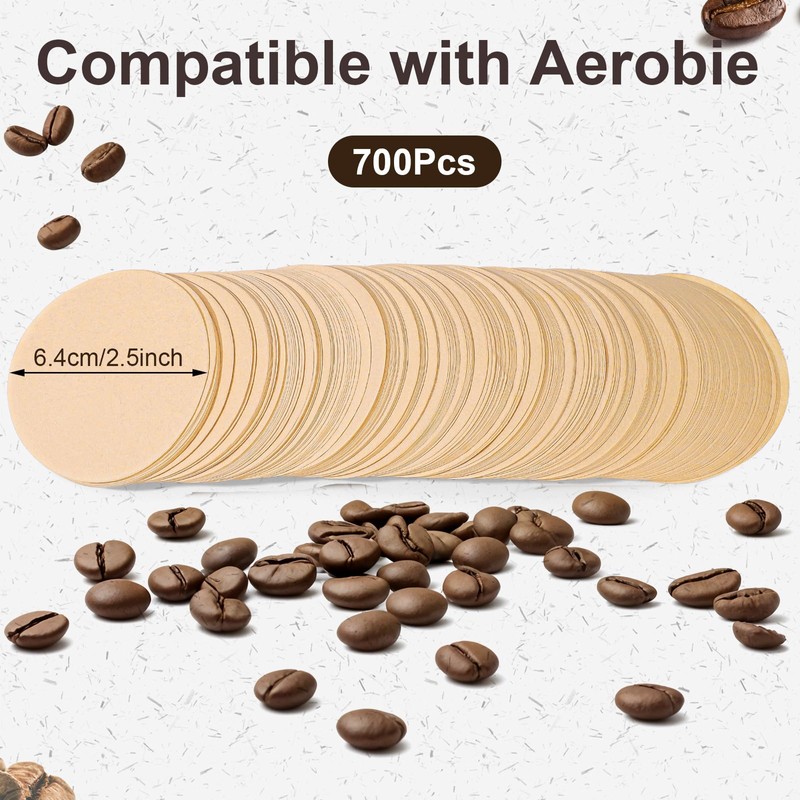 700 Pcs Unbleached Natural Paper, 6.4cm Coffee Filters Round Replacement