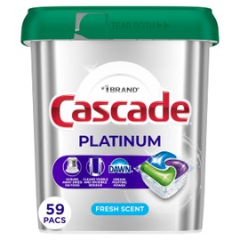 Cascade Platinum Dishwasher Pods, Dishwasher Detergent, Dish Detergent Soap, Fresh, 59 Count