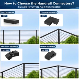 Gyykzz 1 Pack Black Level Pivot Connector 113mmx23mmx53mm for Aluminum Handrail, 180° Level Adjustable Hand Rail Fitting High Strength POM Connector Block for Horizontal Handrail