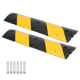 GAOMON Speed Bump, 2 Pack 3.3Ft Rubber Speed Bumps, 2 Channel Modular Speed Hump 25000LBS Load Capacity, Cable Ramps Hose Protector Ramps with 6 Bolt Spikes for Asphalt Concrete Gravel Driveway Road