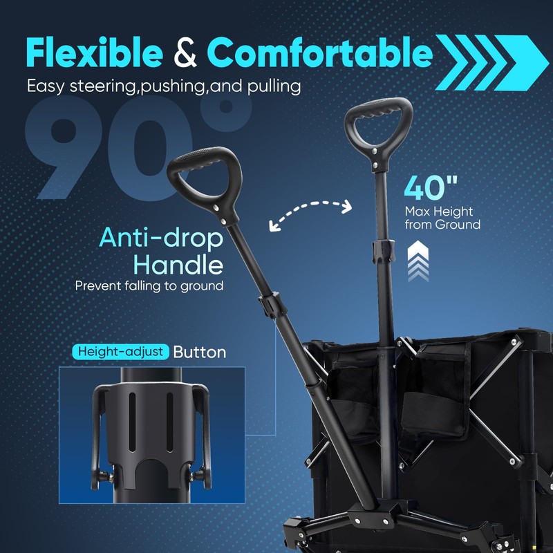 Sekey Collapsible Foldable Wagon with 330lbs Weight Capacity, Heavy Duty