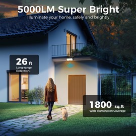 AUDERWIN Solar Flood Lights Outdoor 5000Lm, Solar Motion Sensor Lights Waterproof IP67, Solar Powered Security Lights, Adjustable 3 Mode Wall Lights for Patio, Garage, Porch(1 Pack Warm White)