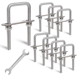 SRZTXU 8 Sets M8 Square U-Bolts,u-Bolts 1.5 inch Wide,304 Stainless Steel Square u-Bolts,with Nuts,Bolt Plate and washers (8, M8 x 40mm x 100mm)
